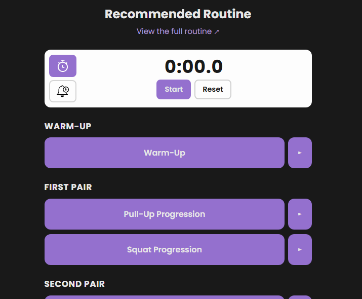 Recommended Routine Tracker